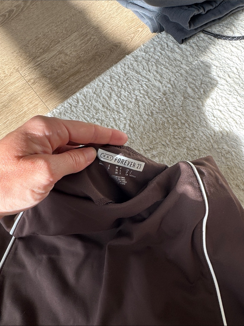 Forever 21 Dark Brown Athletic Flare Pants & Crop Top Set - Picture 4 of 4